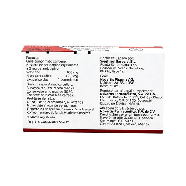 Exforge HCT 5/160/12.5 mg, 28 Tabletas