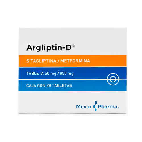 Argliptin-D 50 mg / 850 mg sitagliptina metformina, 28 tabletas