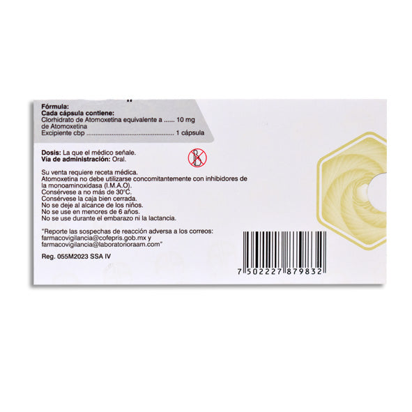 DANPRINON 10 mg atomoxetina, 14 cápsulas