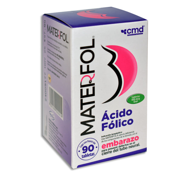 Materfol 400 mcg ácido fólico, 90 tabletas