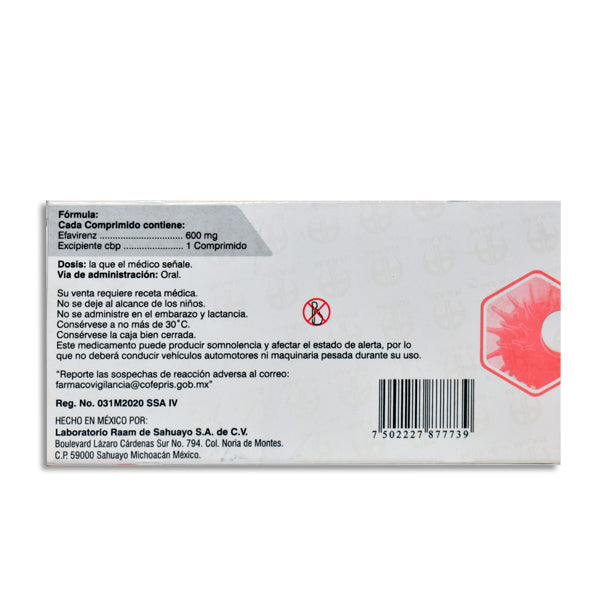 RAAMVIX 600 mg efavirenz, 30 comprimidos-thumbmail-2