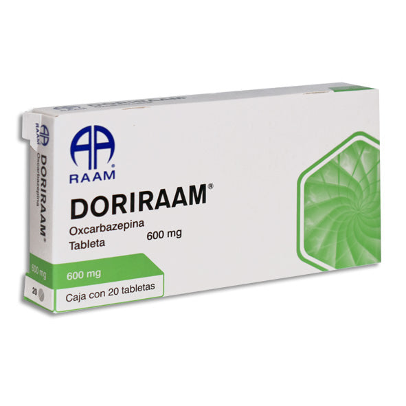 DORIRAAM 600 mg oxcarbazepina, 20 tabletas