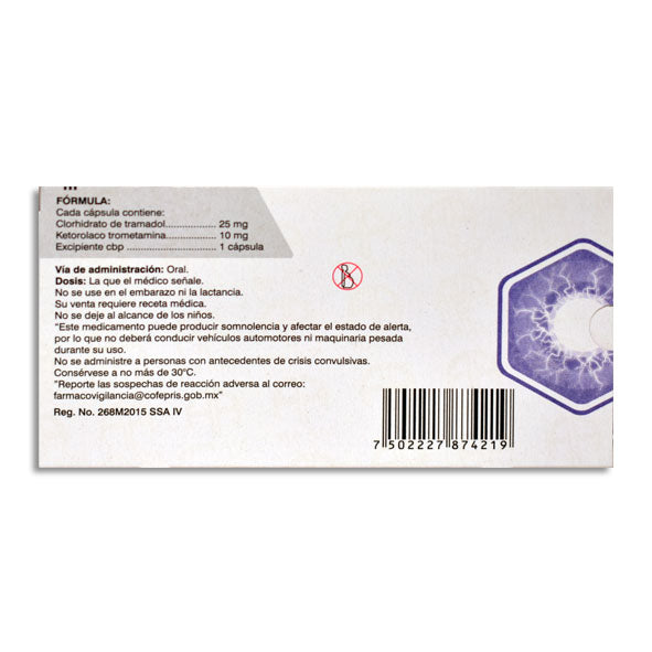 ORDEGAN 10 mg/25 mg ketorolaco, tramadol, 30 cápsulas-thumbmail-2