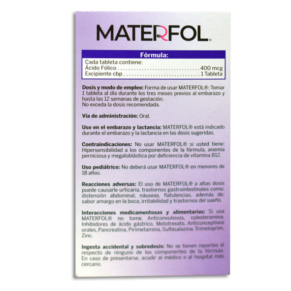 Materfol 400 mcg ácido fólico, 90 tabletas-thumbmail-2