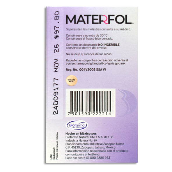 Materfol 400 mcg ácido fólico, 90 tabletas-thumbmail-3