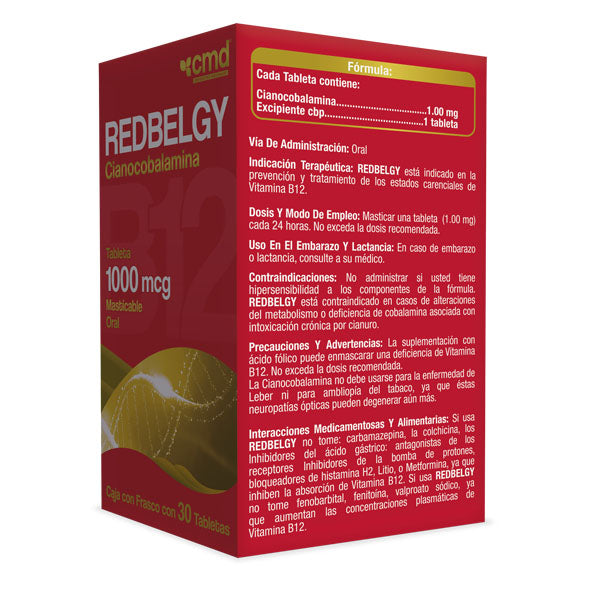 Redbelgy 1 mg cianocobalamina, 30 tabletas-thumbmail-2