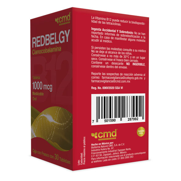 Redbelgy 1 mg cianocobalamina, 30 tabletas-thumbmail-3
