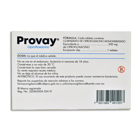 Provay 500 mg ciprofloxacino, 14 tabletas-thumbmail-2