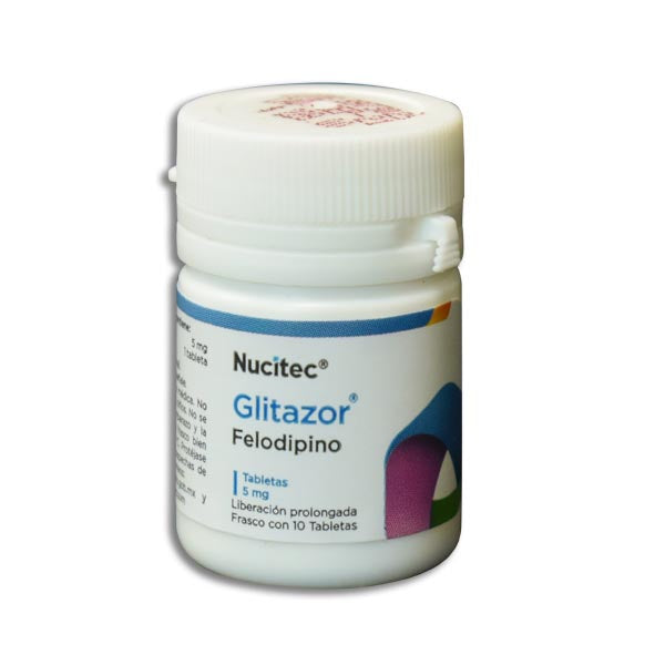 Glitazor 5 mg felodipino, 10 tabletas LP