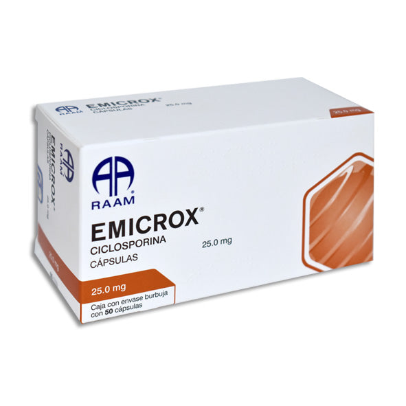 EMICROX 25 mg ciclosporina, 50 cápsulas