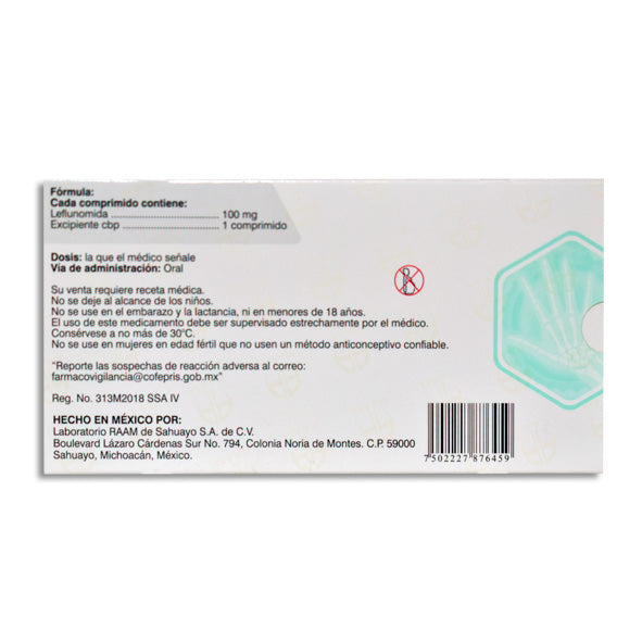 DELADEX 100 mg leflunomida, 3 comprimidos-thumbmail-2